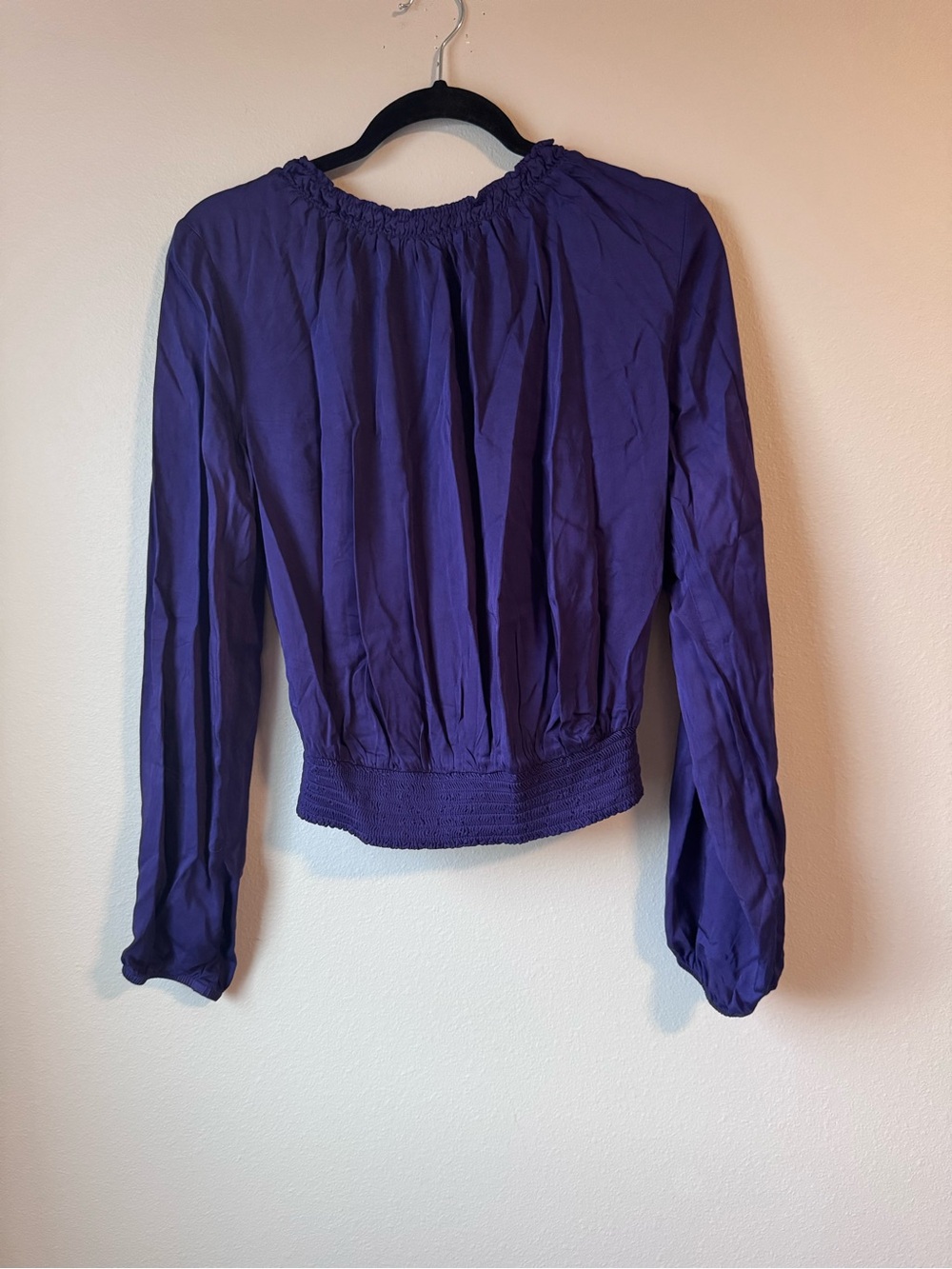 Cloth and Stone Purple Long-Sleeve Smocked Waist Women's Top